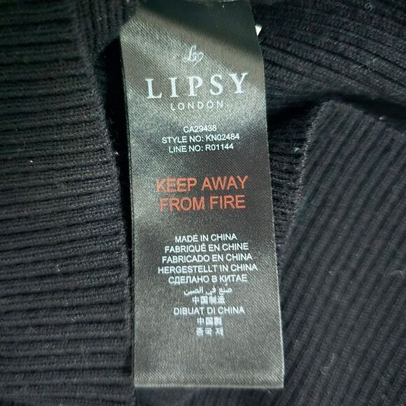 Lipsy London for ASOS Ribbed Knit Crystal Collar Turtleneck in Black & Gold - Picture 8 of 9